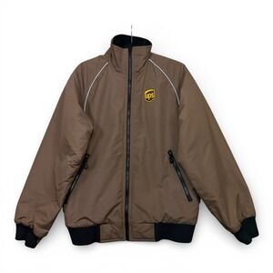Wear Guard UPS Bomber Jacket Mens S Small Brown Logo Work Utility Fleece Lined